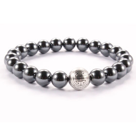 BRACELET PIERRES NATURELLES et ARGENT - KIREI PARIS BIJOUX - LONG LIFE et HEMATITE 8mm