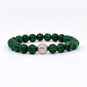 BRACELET PIERRES NATURELLES et ARGENT - KIREI PARIS BIJOUX - LONG LIFE et MALACHITE VERTE 8mm