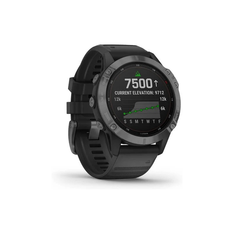 Montre de sport GPS Garmin, Montre GPS de sport connectée à énergie  solaire Garmin fenix® 6 Pro Solar, Black avec bracelet ardoise