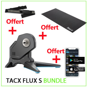 Tacx Flux S Smart T2900  Bundle ( Abonnement Premium 6 mois Tacx App Training +Ceinture cardo HRM Dual + tapis d'entraînement ) 