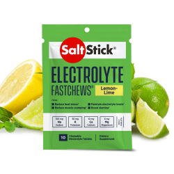 Pack de pastilles electrolyte à croquer SALTSTICK Fastchew - Saveur Citron - 12 sachets de 10 pastilles