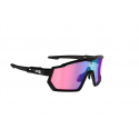 Lunettes AZR Pro Race Rx Noire Mate / Ecran Hydrophobe Vermillon Bleu Multicouche