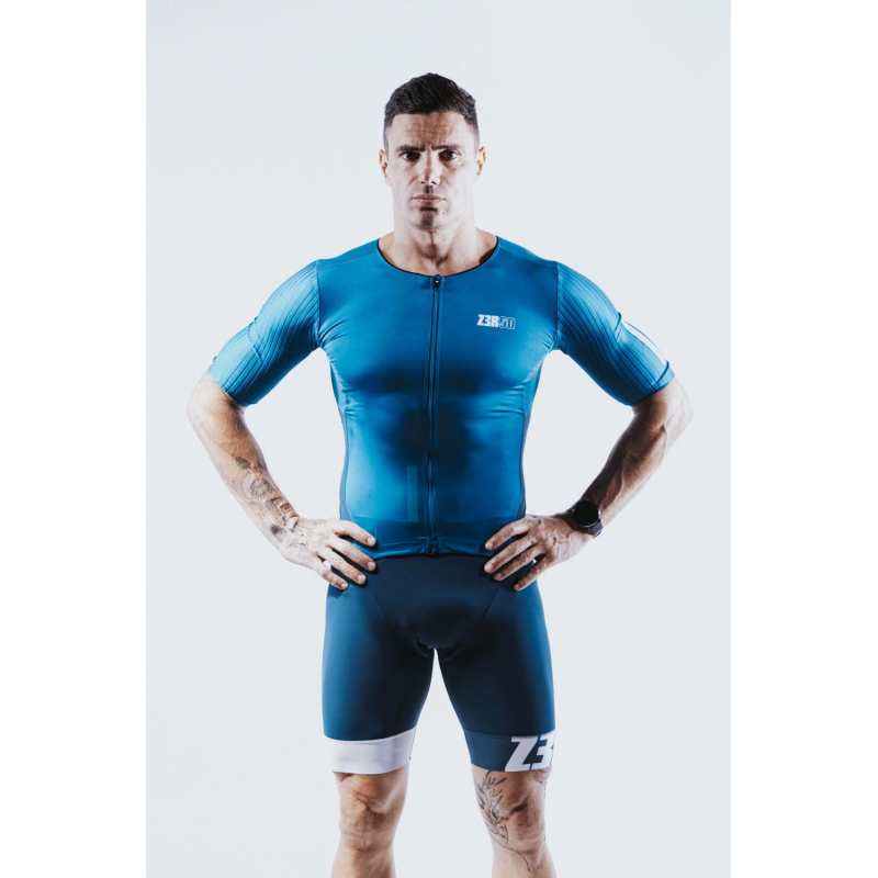 Maillot De Cyclisme Triathlon Homme – Manches Courtes, Rembourré, Sac Au Dos, 100% Polyester (Color 8, Taille S) - 2