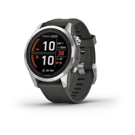 GARMIN FENIX 7S Pro Solar Edition - Silver avec bracelet gris - Montre GPS Running - EN STOCK