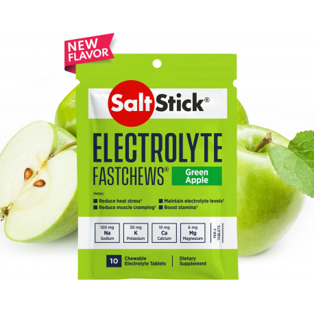 Pastilles electrolyte à croquer SALTSTICK Fastchew - Saveur Pomme Verte - 10 pastilles