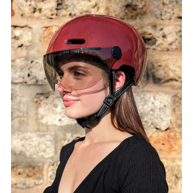 COSMO  Fusion Casque urbain - Ruby Brillant  / Rubis avec Cosmo RIDE (+télécommande)