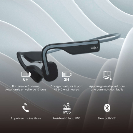 SHOKZ OPENMOVE Gris - Casque audio Bluetooth - EN STOCK | Planetecycle