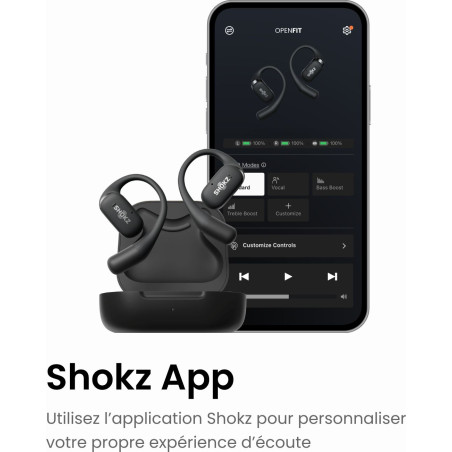 Ecouteurs Bluetooth SHOKZ OPENFIT Noir | Planetecycle