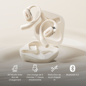 Ecouteurs Bluetooth SHOKZ OPENFIT Beige