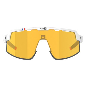 Lunettes AZR SPEED RX BLANCHE VERNIE avec ECRAN GOLD - Lunettes solaires Vélo et Triathlon