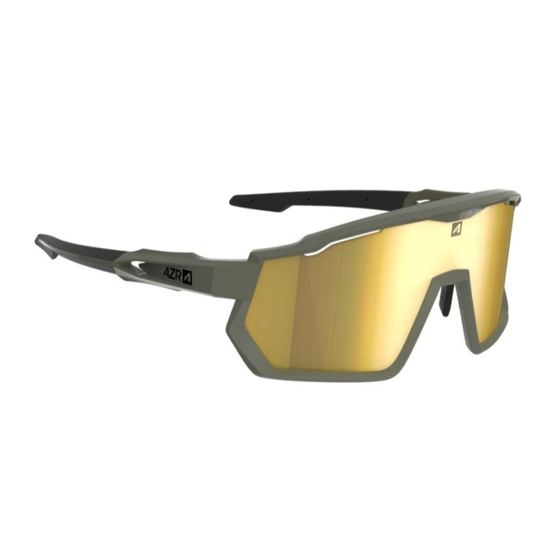 Lunettes AZR PRO RACE RX KAKI MATE avec ECRAN JAUNE - Lunettes solaires Vélo et Triathlon | Planetecycle