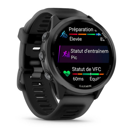GARMIN Forerunner 570 47mm - Aluminium Slate avec bracelet noir translucide/noir Montre GPS Running | Planetecycle