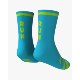RUSH SOCKS RUN - TURQUOISE - YELLOW FLUO - Socquettes Cyclisme,Triathlon
