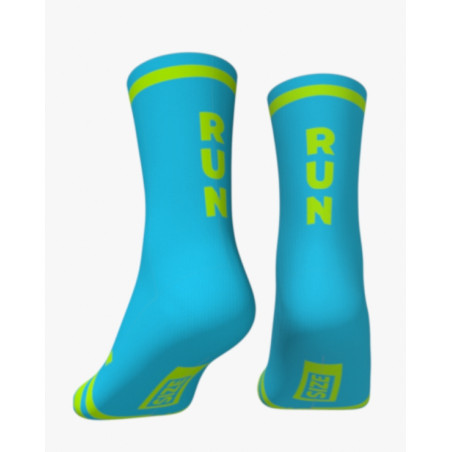RUSH SOCKS RUN - TURQUOISE - YELLOW FLUOR Socquettes Cyclisme,Triathlon | Planetecycle