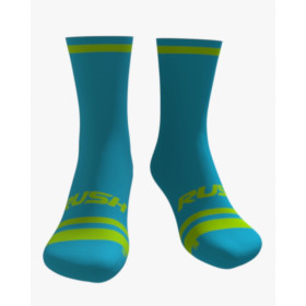 RUSH SOCKS RUN - TURQUOISE - YELLOW FLUO - Socquettes Cyclisme,Triathlon