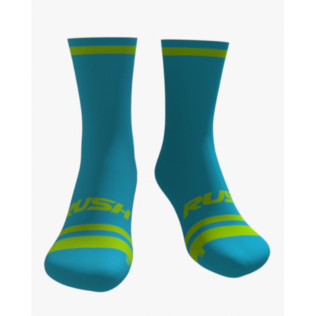 RUSH SOCKS RUN - TURQUOISE - YELLOW FLUOR Socquettes Cyclisme,Triathlon | Planetecycle