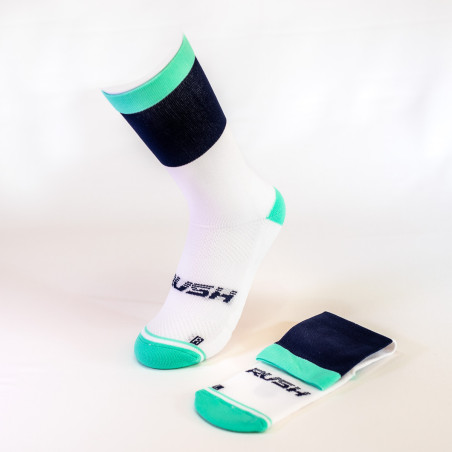 RUSH Med SOCKS NAVY BLUE - LIGHT GREEN - Socquettes Cyclisme, Triathlon | Planetecycle