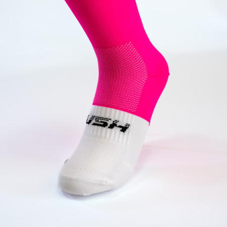RUSH Med SOCKS PINK FLUO - WHITE - Socquettes Cyclisme, Triathlon | Planetecycle
