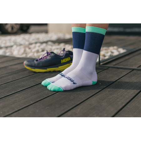 RUSH Med SOCKS NAVY BLUE - LIGHT GREEN - Socquettes Cyclisme, Triathlon | Planetecycle