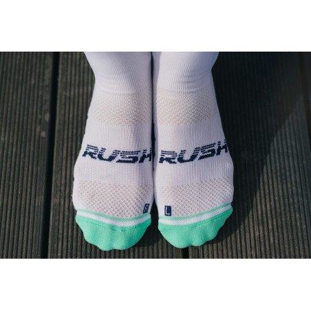 RUSH Med SOCKS NAVY BLUE - LIGHT GREEN - Socquettes Cyclisme, Triathlon | Planetecycle