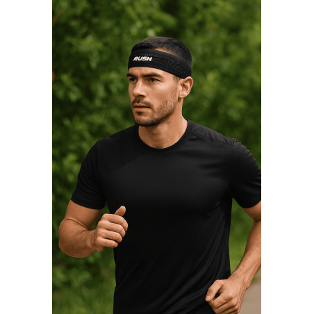 Headband Running RUSH - BLACK - Bandeau running léger, respirant, extensible et sans coutures | Planetecycle
