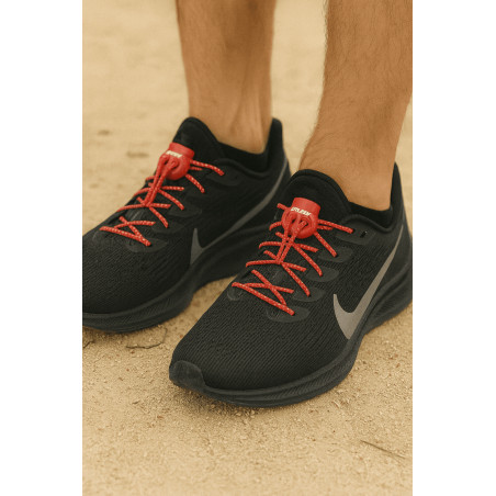 RUSH Lacets running FastLace striped Red - White | Planetecycle