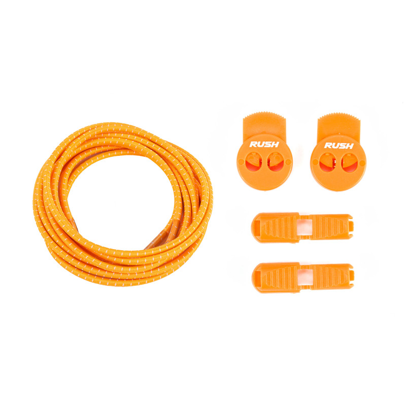 RUSH Lacets running FastLace striped Neon Orange - White | Planetecycle