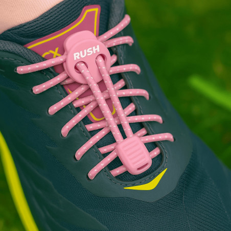 RUSH Lacets running FastLace striped Candy Pink - White | Planetecycle