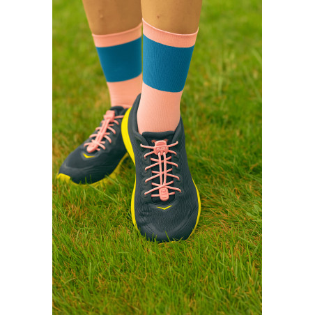 RUSH Lacets running FastLace striped Candy Pink - White | Planetecycle