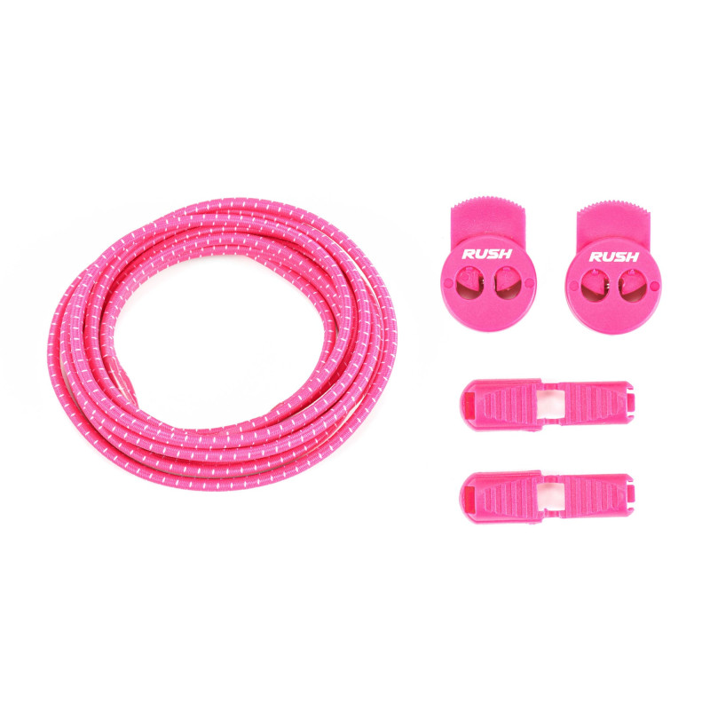 RUSH Lacets running FastLace Striped Hot Pink - White | Planetecycle