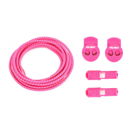 RUSH Lacets running FastLace Striped Hot Pink - White | Planetecycle