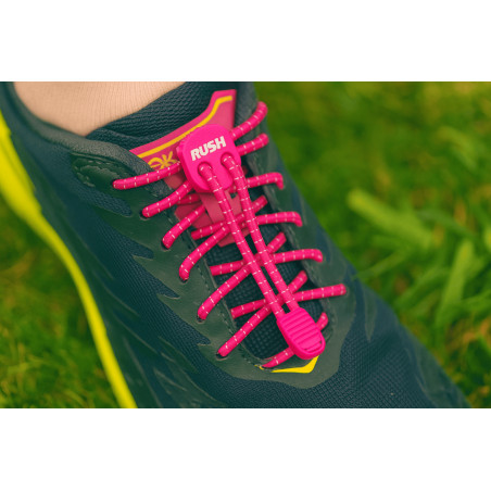 RUSH Lacets running FastLace Striped Hot Pink - White | Planetecycle