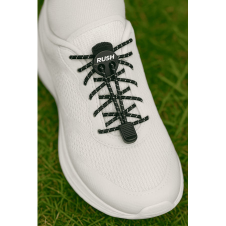 RUSH Lacets running FastLace striped Black - White | Planetecycle