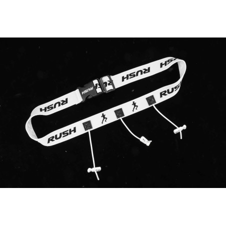 Ceinture porte dossard RUSH Basic Race belt Blanc avec 3 points | Planetecycle