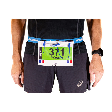 Ceinture porte dossard RUSH Basic Race belt Blue avec 3 points | Planetecycle