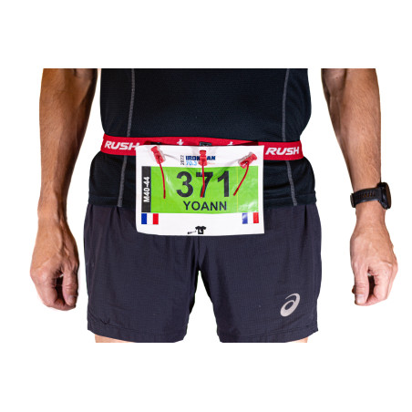 Ceinture porte dossard RUSH Basic Race belt Red avec 3 points | Planetecycle