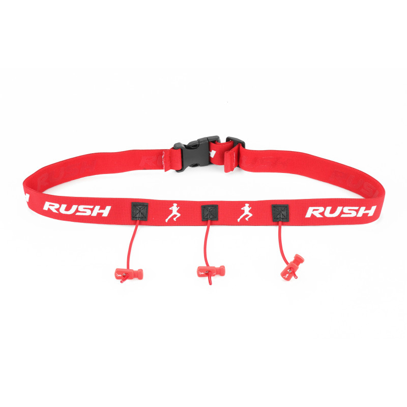Ceinture porte dossard RUSH Basic Race belt Red avec 3 points | Planetecycle