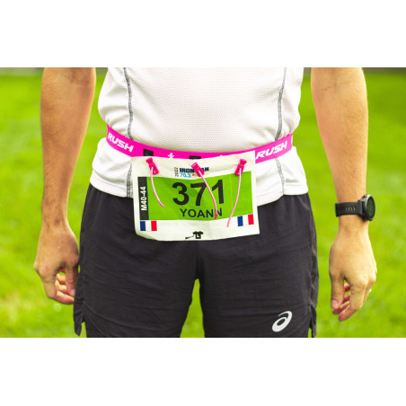 Ceinture porte dossard RUSH Basic Race belt Pink avec 3 points | Planetecycle
