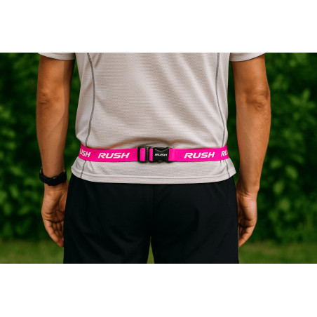 Ceinture porte dossard RUSH Basic Race belt Pink avec 3 points | Planetecycle