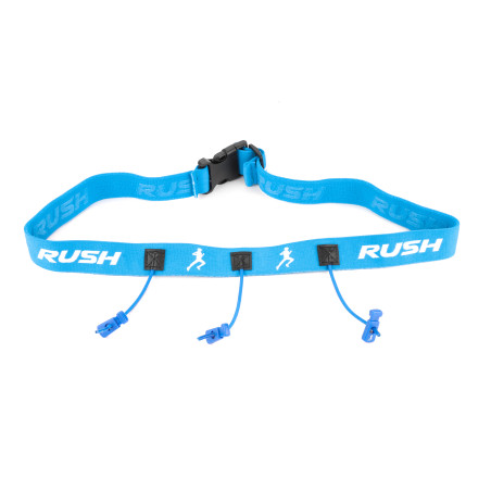 Ceinture porte dossard RUSH Basic Race belt Blue avec 3 points | Planetecycle