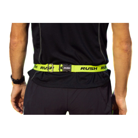 Ceinture porte dossard RUSH Basic Race belt Jaune avec 3 points | Planetecycle