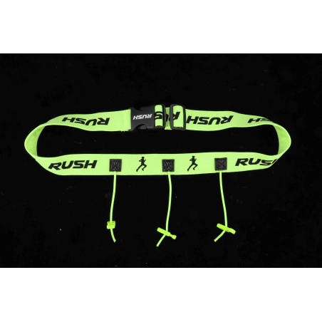 Ceinture porte dossard RUSH Basic Race belt Jaune avec 3 points | Planetecycle