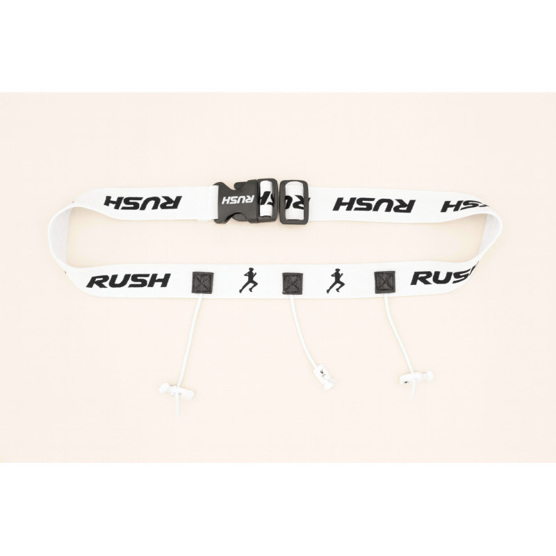 Ceinture porte dossard RUSH Basic Race belt Blanc avec 3 points | Planetecycle