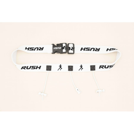Ceinture porte dossard RUSH Basic Race belt Blanc avec 3 points | Planetecycle