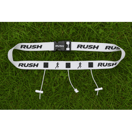 Ceinture porte dossard RUSH Basic Race belt Blanc avec 3 points | Planetecycle