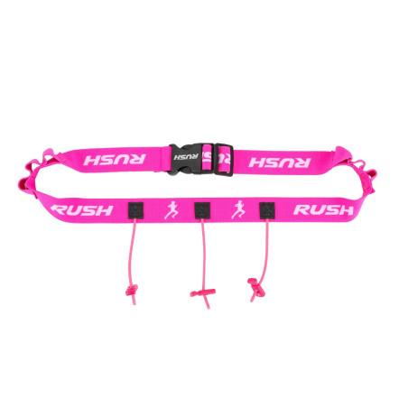 Ceinture porte dossard RUSH Energy Race belt Pink avec 3 points de fixation et 6 porte gels | Planetecycle
