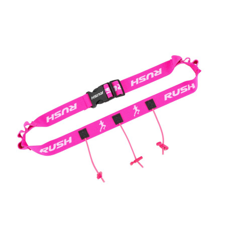 Ceinture porte dossard RUSH Energy Race belt Pink avec 3 points de fixation et 6 porte gels | Planetecycle