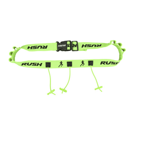 Ceinture porte dossard RUSH Energy Race belt Jaune avec 3 points de fixation et 6 porte gels | Planetecycle