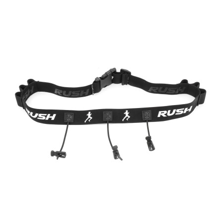 Ceinture porte dossard RUSH Energy Race belt Black avec 3 points de fixation et 6 porte gels | Planetecycle