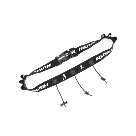 Ceinture porte dossard RUSH Energy Race belt Black avec 3 points de fixation et 6 porte gels | Planetecycle